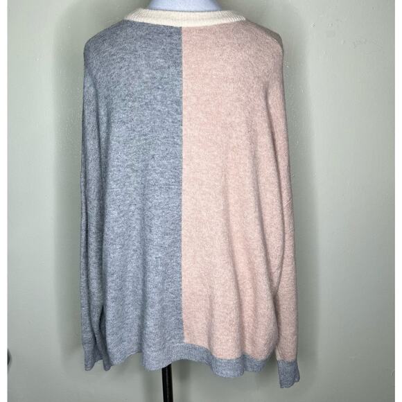 Madewell Westlake Colorblock Sweater Wool Alpaca Heather Beige Oversized Relaxed - Picture 3 of 6